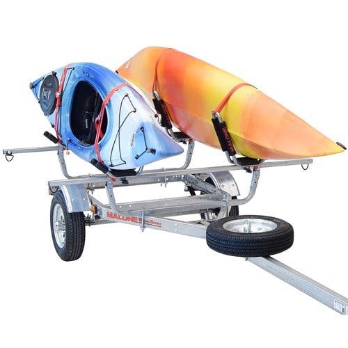 Malone MicroSport 2 Kayak Trailer, Spare Tire, 2 FoldAway-J Kayak Carriers Default Title