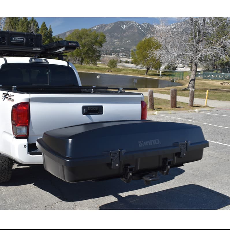 Inno BRL310MBK Gear Carry Cargo box installed on platform on back of truck