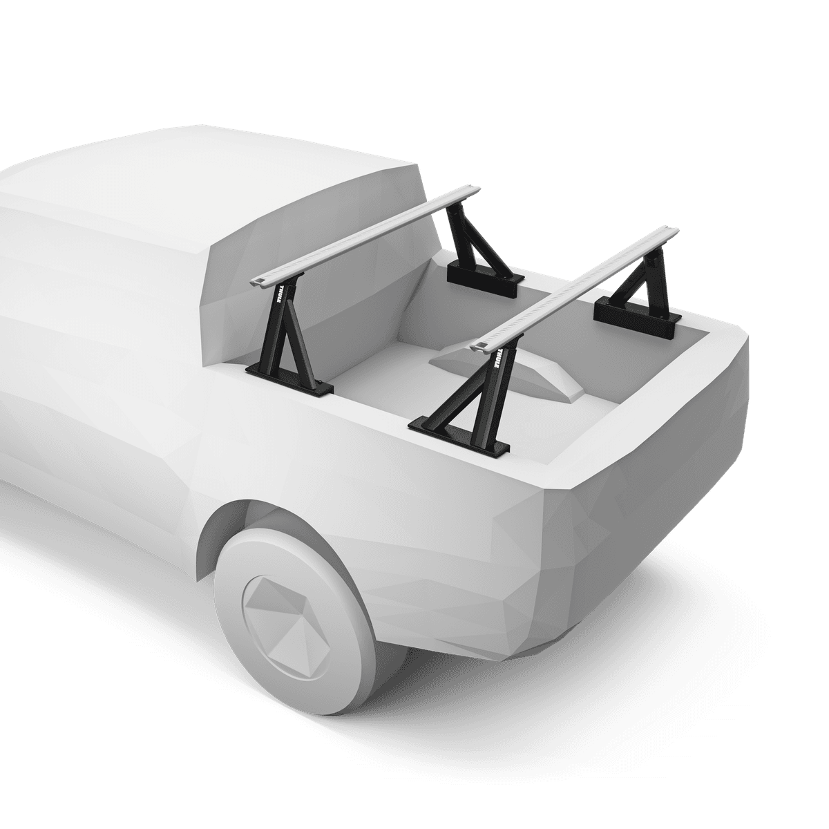 Thule Xscape Bed Rail Towers on back of truck low position