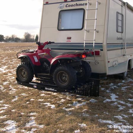 VersaHaul ATV carrier loaded with atv on back of RV
