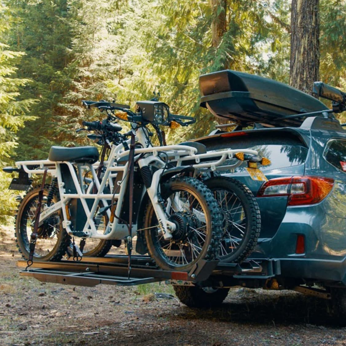 VersaHaul Double E-Bike Carrier on Back of SUV loaded up