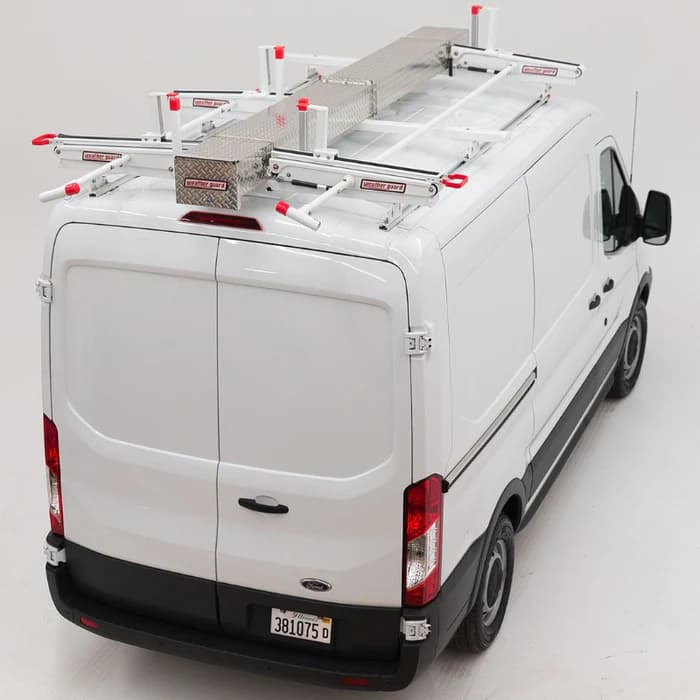WeatherGuard EZGLIDE2 Drop-Down Complete Van Ladder Rack Mounted to Ford Transit