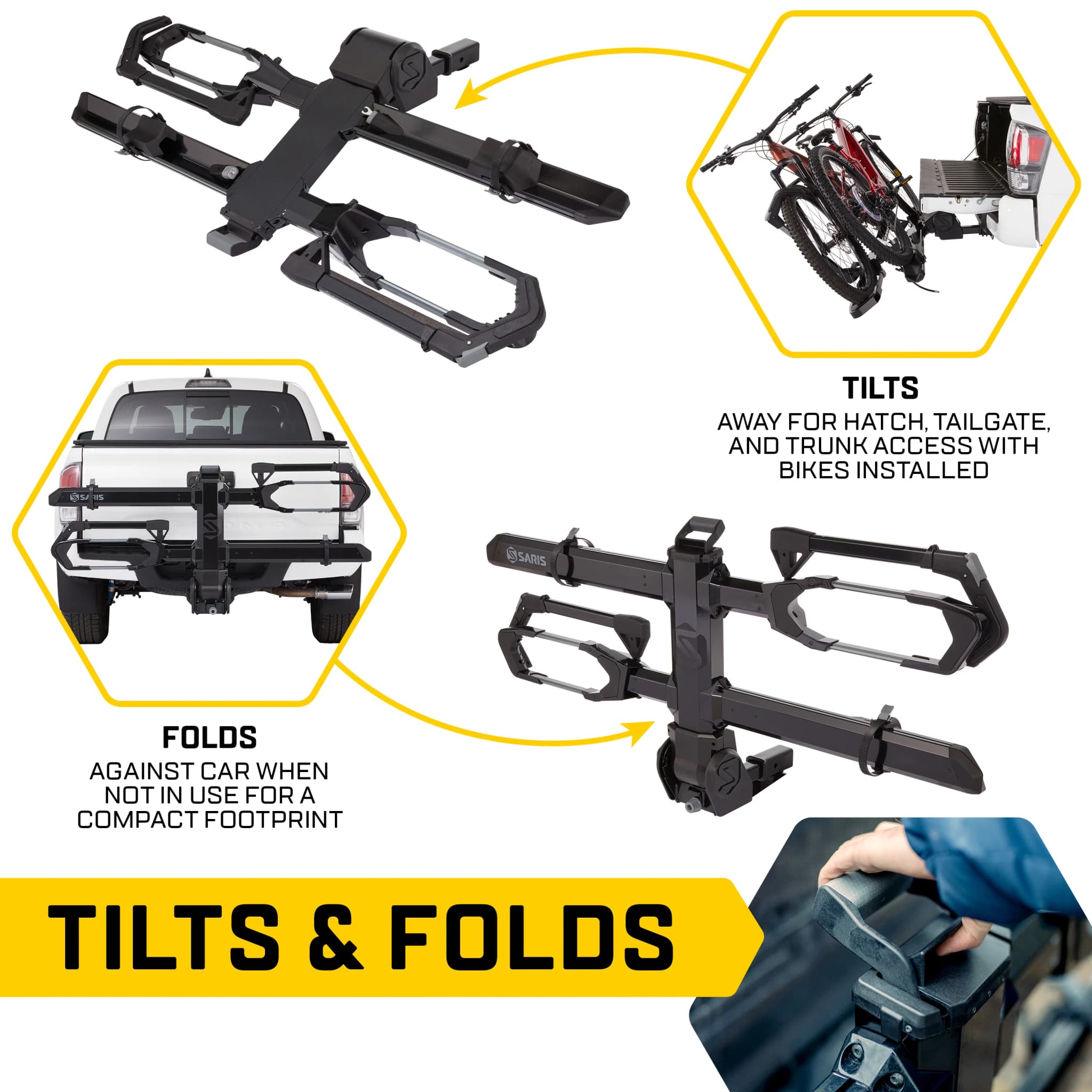 saris edge bike rack tilting features