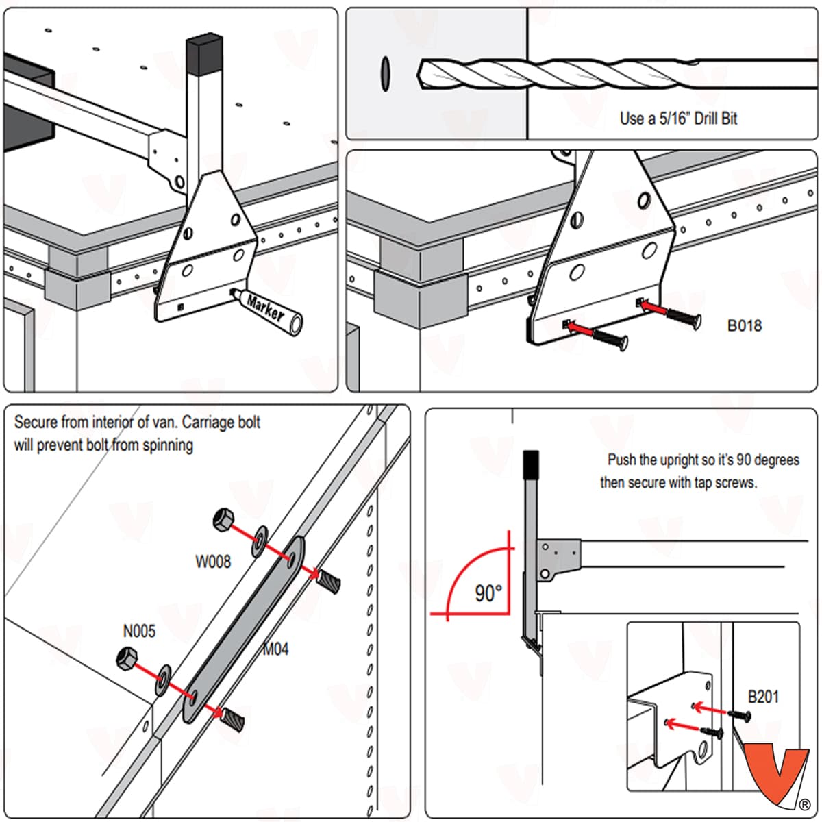 Vantech H1 Box Truck Aluminum Rack System - Side Mount 7