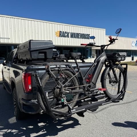 Kuat Piston ION Installed on back of GMC Sierra AT4 loaded with e-bike