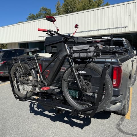 angled view of Kuat Piston ION Installed on back of GMC Sierra AT4