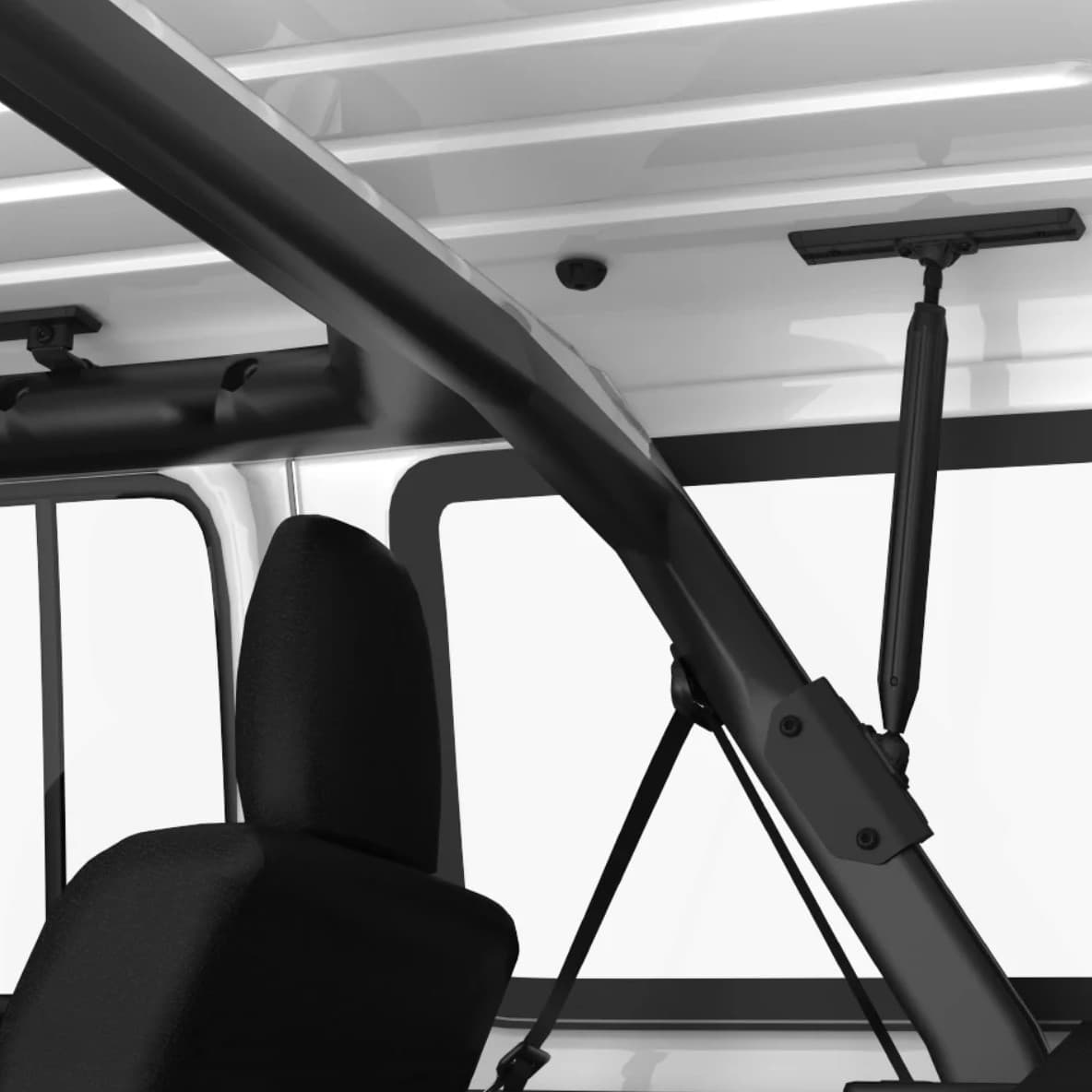 Close-up view of RibCage mounting to the frame of the Jeep JL