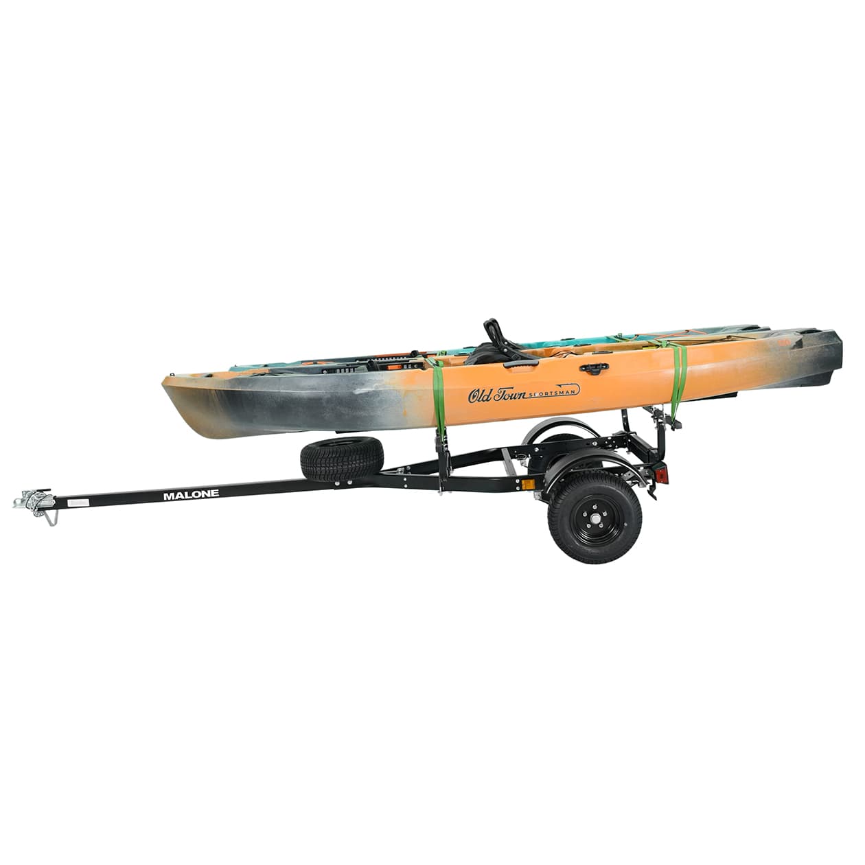 malone MPG441B2-BLK off-road trailer with kayaks side view