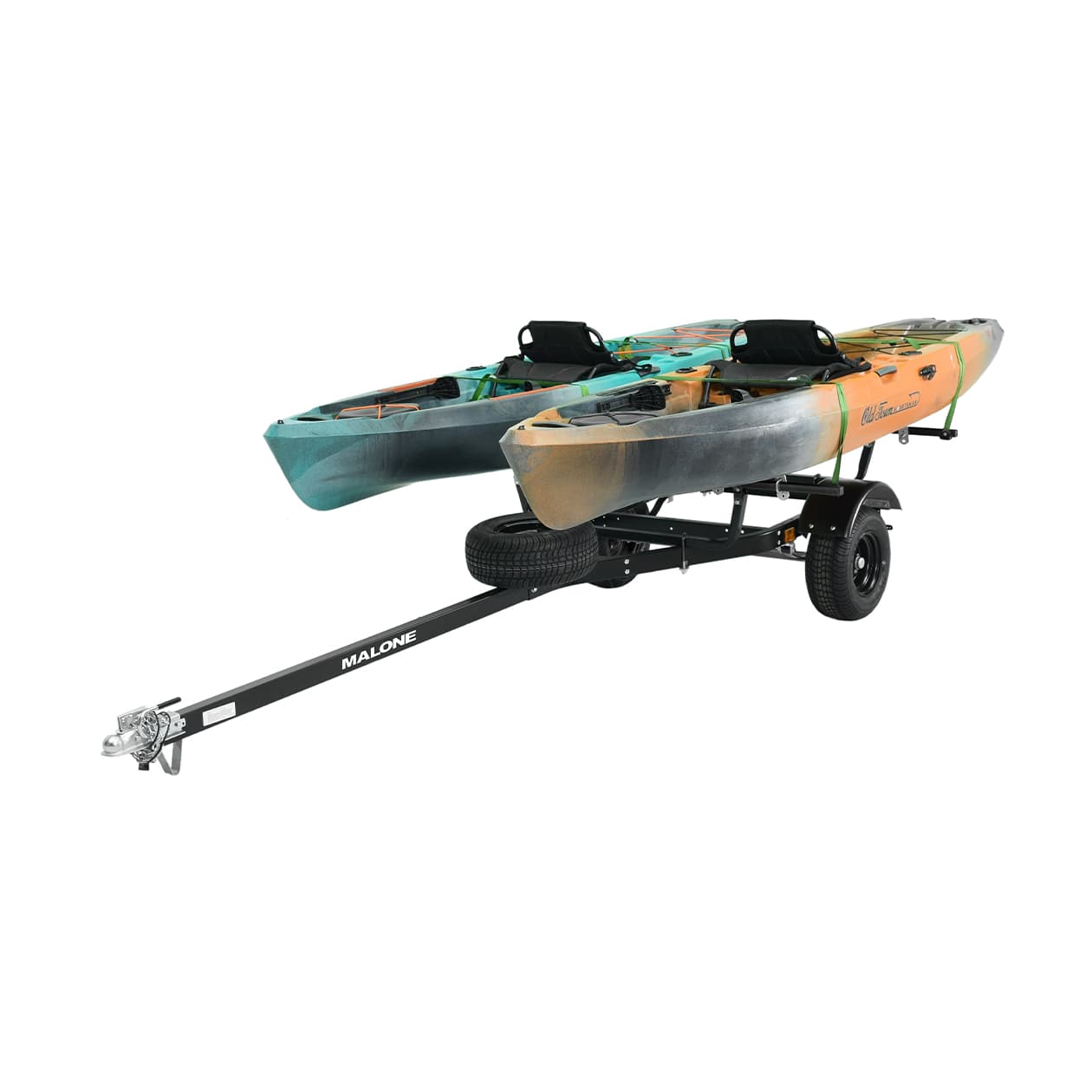 malone MPG441B2-BLK off-road trailer with kayaks front view