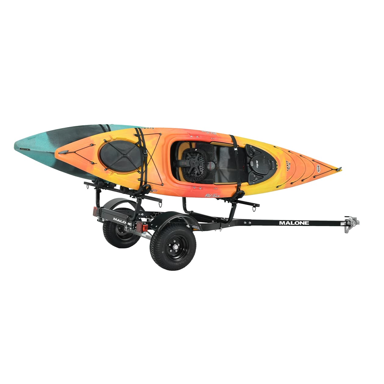 malone MPG441G2-BLK off-road trailer with kayaks side view