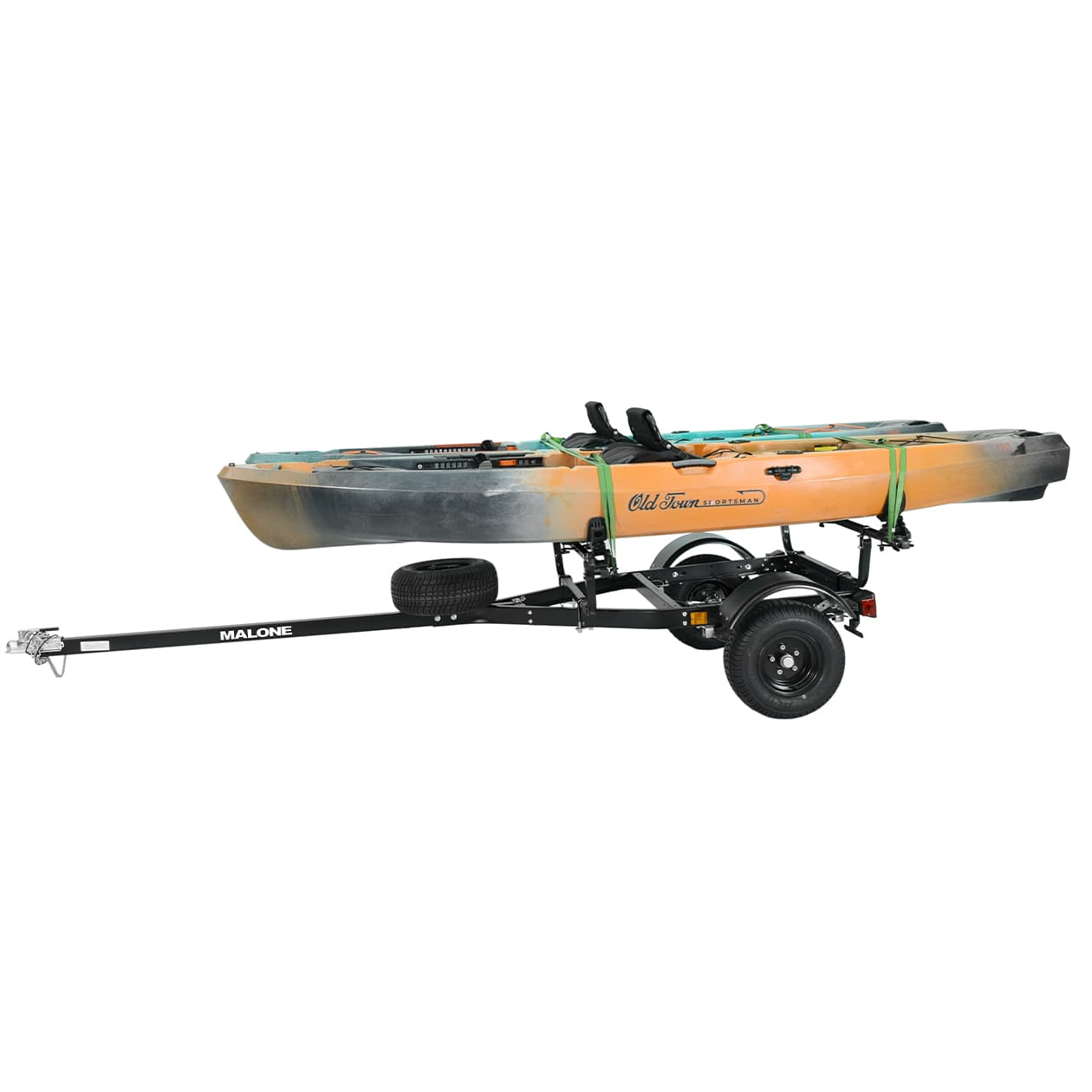 malone MPG441GU-BLK off-road trailer with kayaks side view