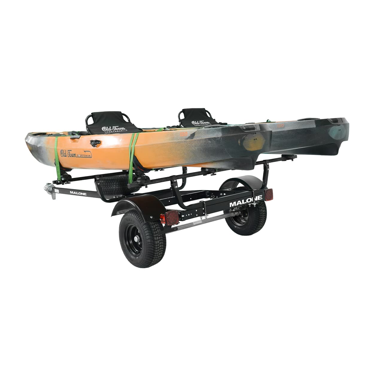 malone MPG441GU-BLK off-road trailer with kayaks rear angle