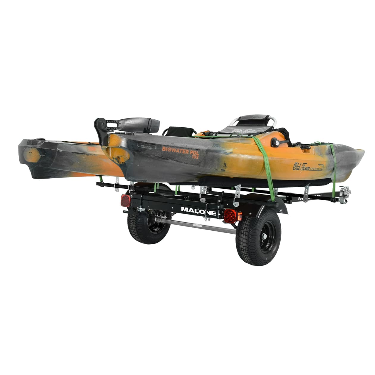 malone MPG444LBB-BLK microsport off-road trailer with kayaks rear view