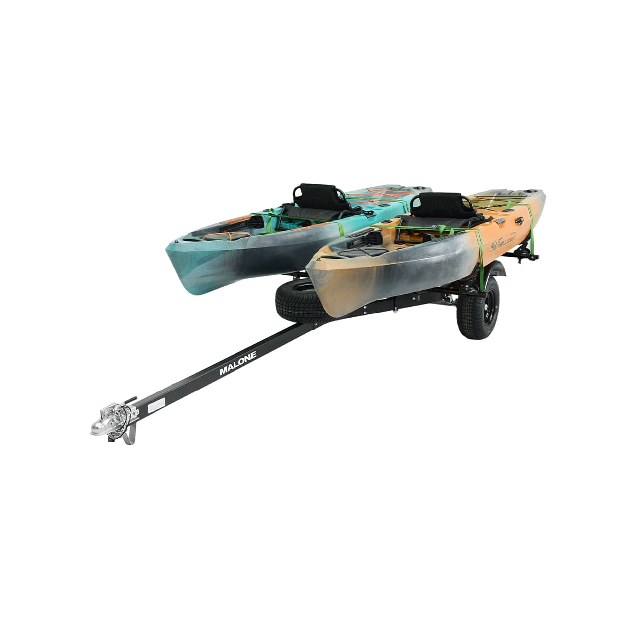 malone MPG444LBS-BLK microsport off-road trailer with kayaks front angle view