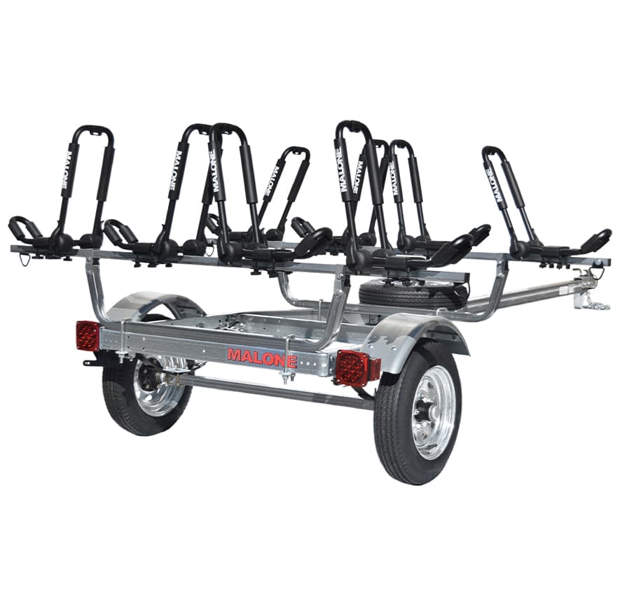 Malone MicroSport Trailer, Spare Tire, 4 FoldAway-J Kayak Package