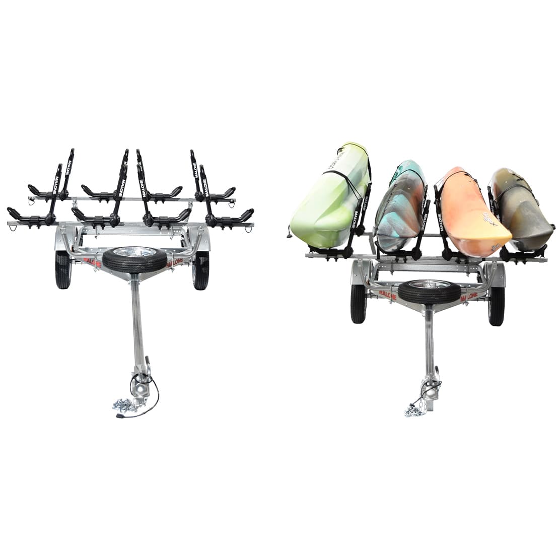 Malone MicroSport Trailer, Spare Tire, 4 FoldAway-J Kayak Package 5