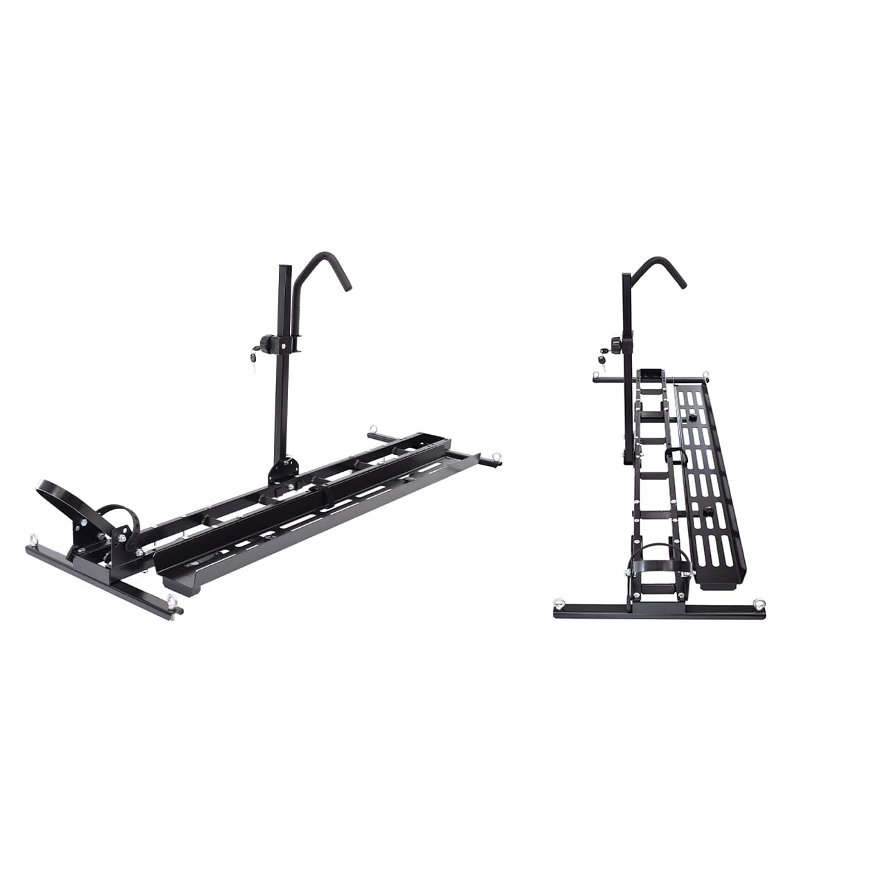 view of Malone e-Bike racks for trailers with arm extended on white background
