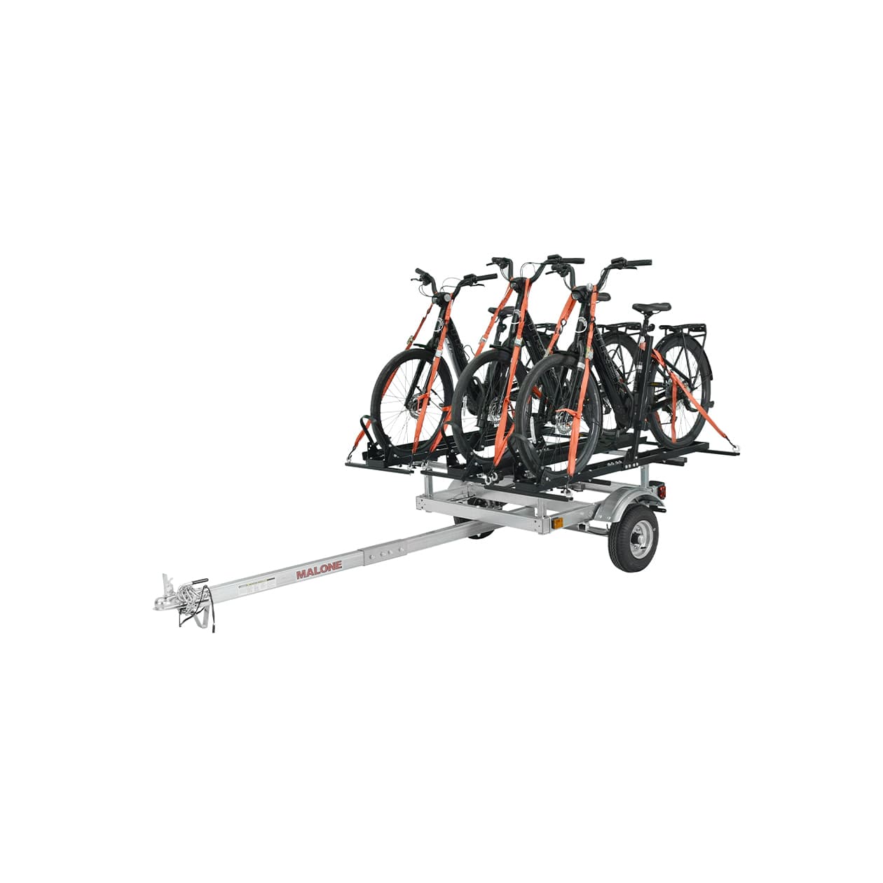 EcoLight™ 3 E-Bike Trailer Package with bikes loaded and strapped down to trailer
