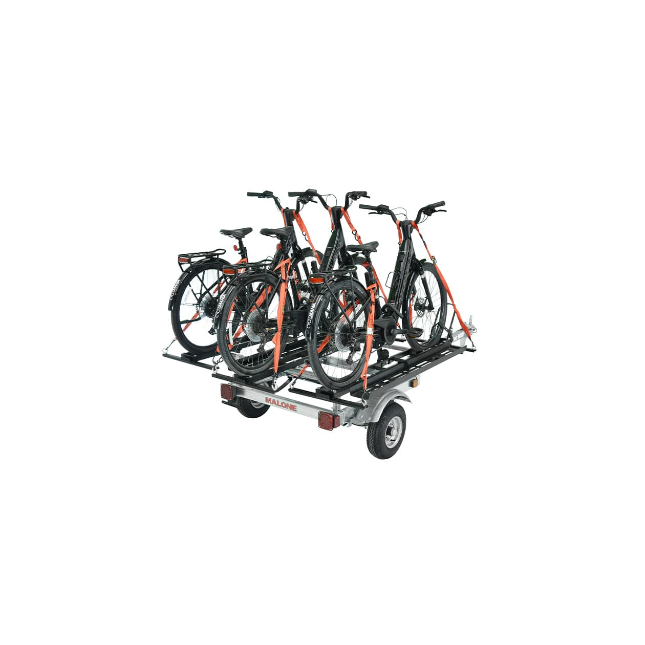 EcoLight™ 3 E-Bike Trailer Package view from back of trailer loaded with bikes