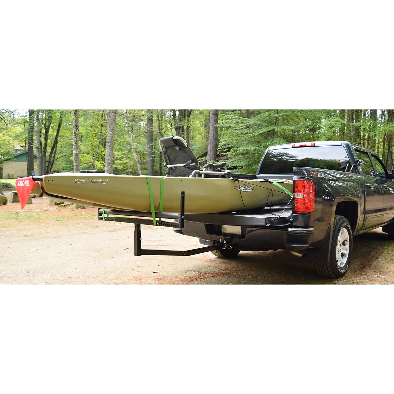 malone MPG917 axis angler bed extender package kayak loaded rear view