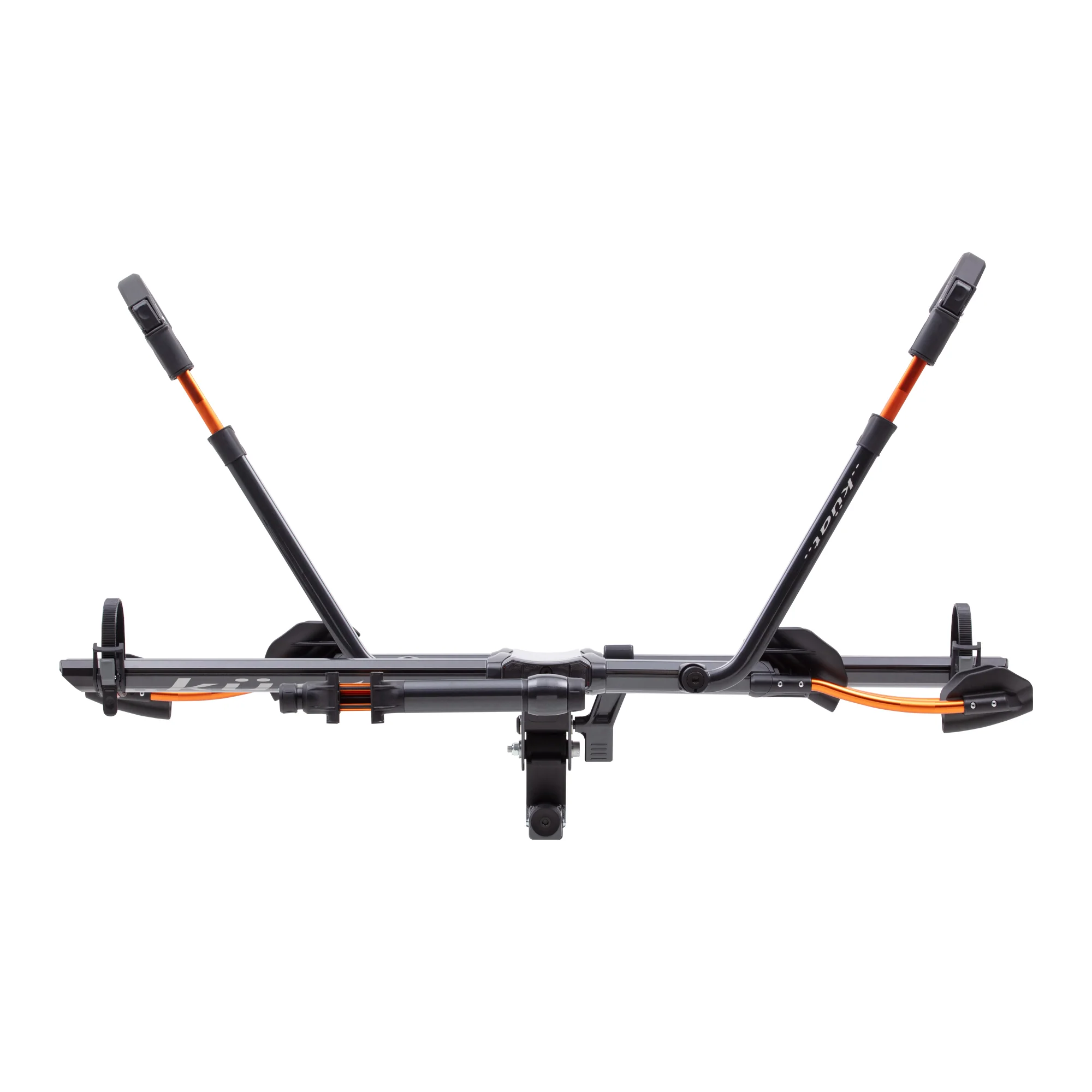 Kuat NV 2.0 Platfom Hitch Mounted Bike Rack Grey/Orange Front View Hook Arms Deployed
