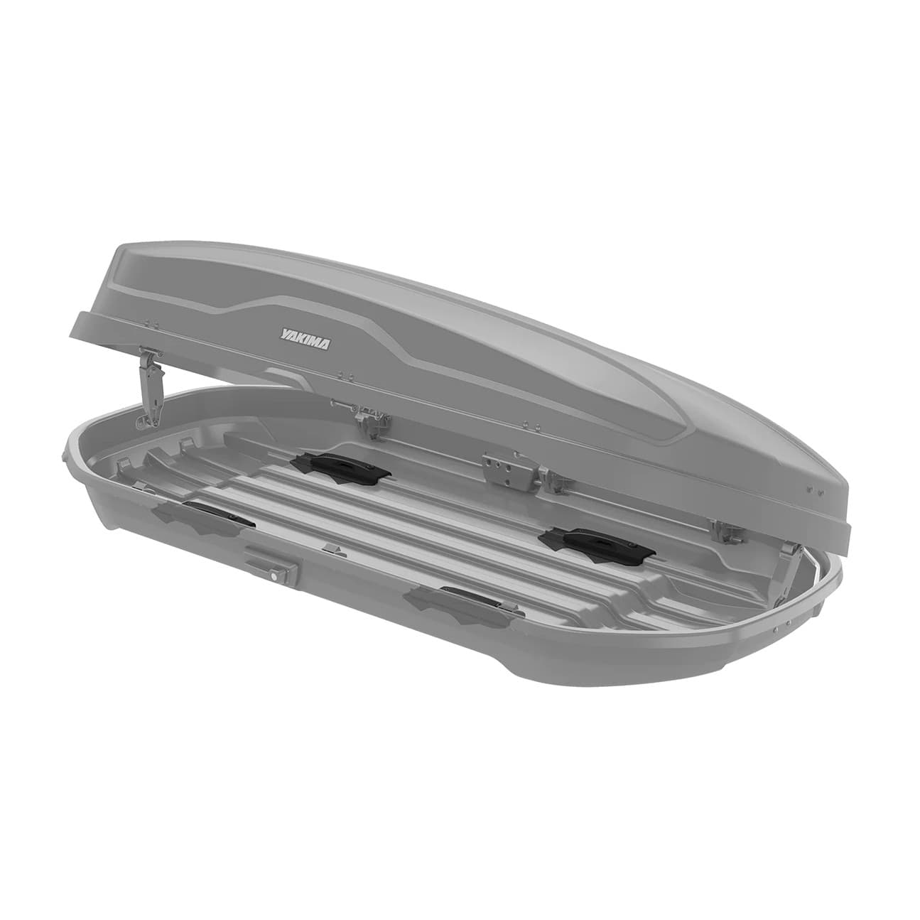 SmarT-Slot kit 6 hardware installed on an open SkyBox NX Cargo Box to show low profile design and how it attaches inside of cargo box