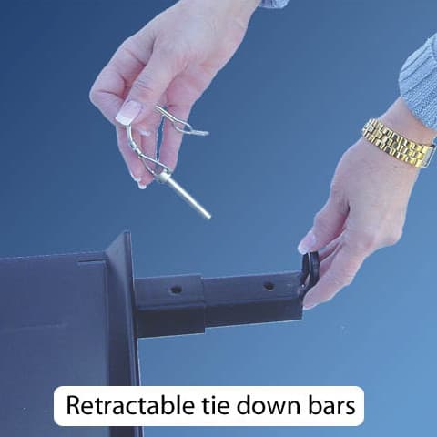 VersaHaul Double Motorcycle Carrier with Ramp close up of tie-down bars