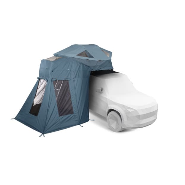 Approach Annex in mid blue on top of white vehicle in front of white background