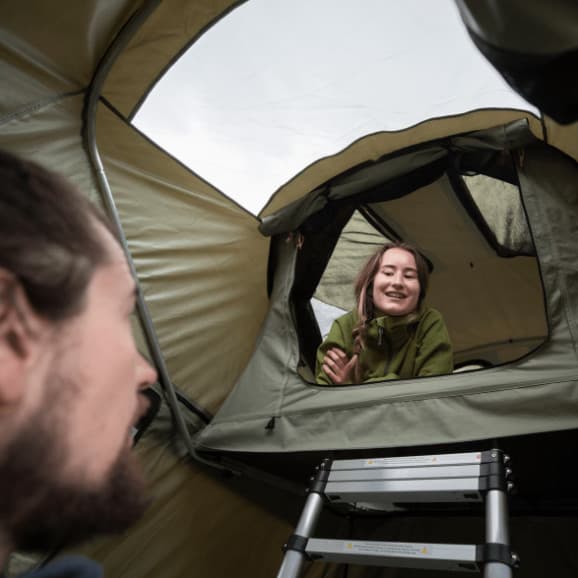 Person inside of Approach tent to show the inside of Annex
