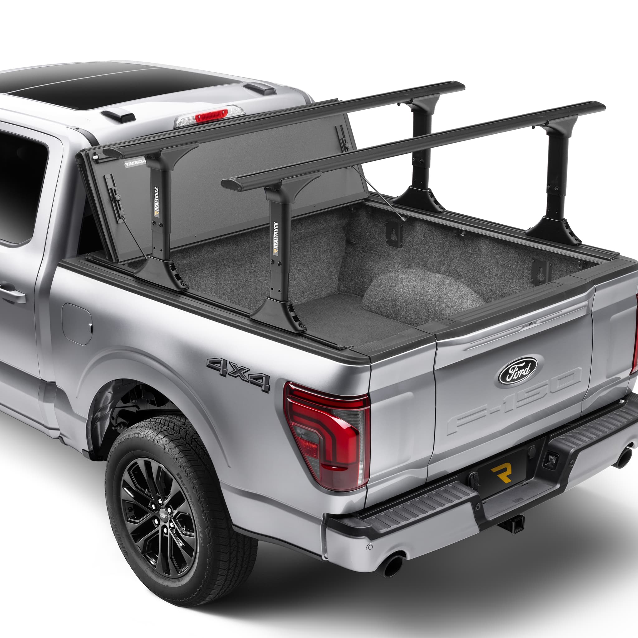 BAK BAKFlip MX4 TS Folding Tonneau Cover Opened Elevate Truck Rack