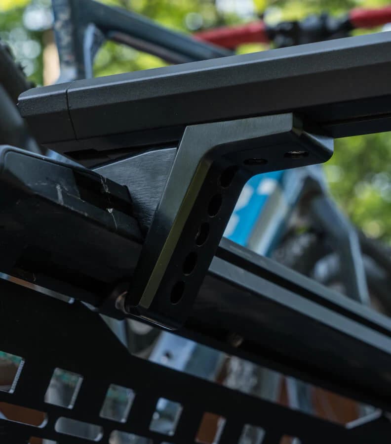 Kuat IBEX Crossbar Riser Kit mounted to the IBEX truck rack