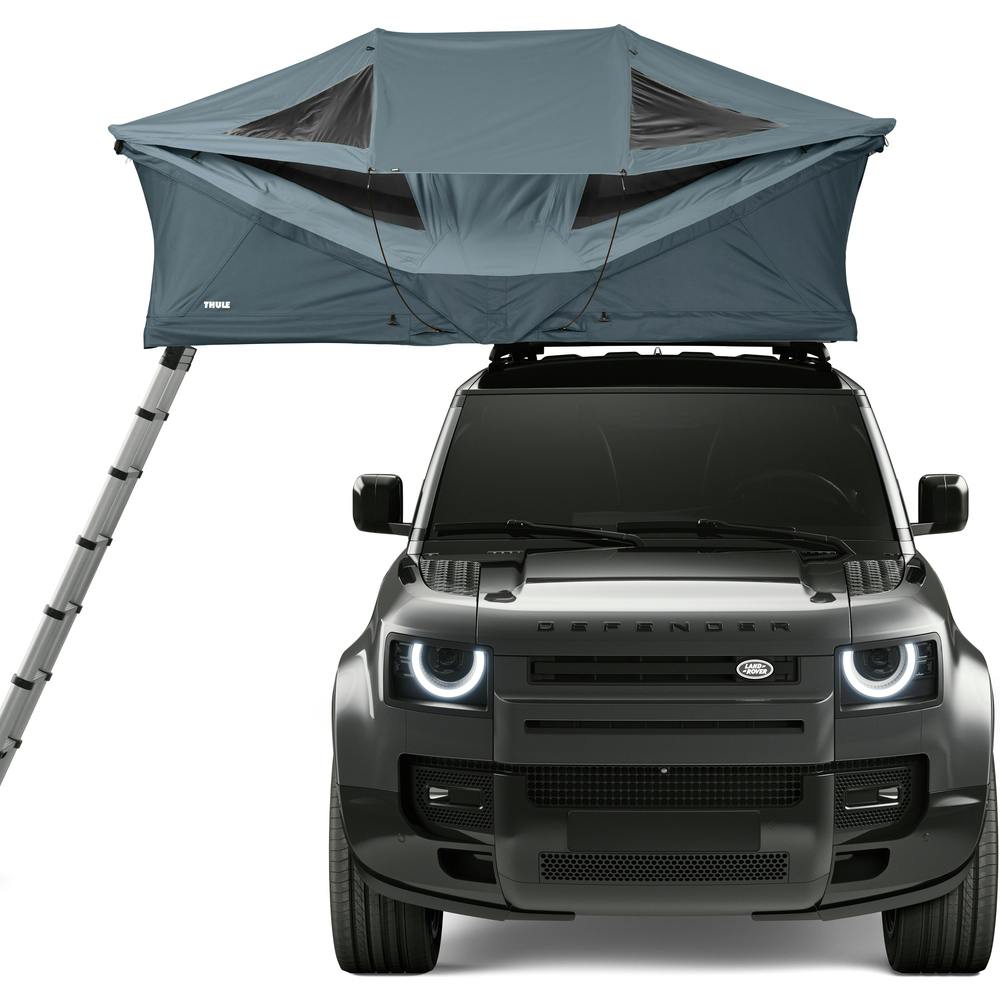 Dark Slate Medium Thule Approach Rooftop Tent on top of vehicle front view