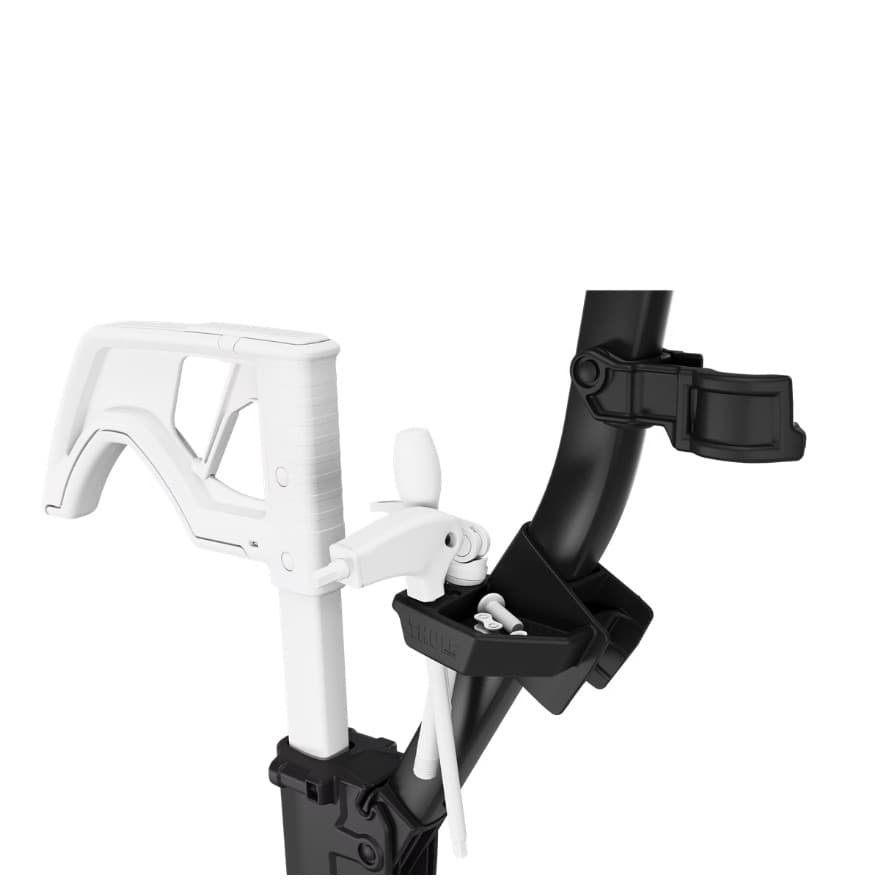 Close up of Thule Verse Bike Repair Holder attached the Thule Verse Bike rack on white background