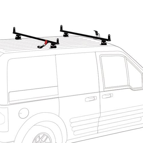 Vantech Ford Transit Connect 2008-2013 - 2 Bar Aluminum Ladder Rack w/Side Stops J2050 3