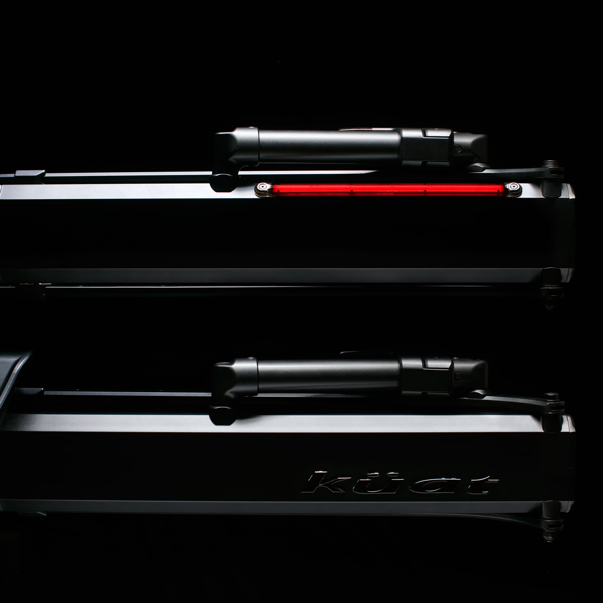 Kuat Piston Pro X 2 Bike Platform Hitch Rack Close up on LED and Bike Tray