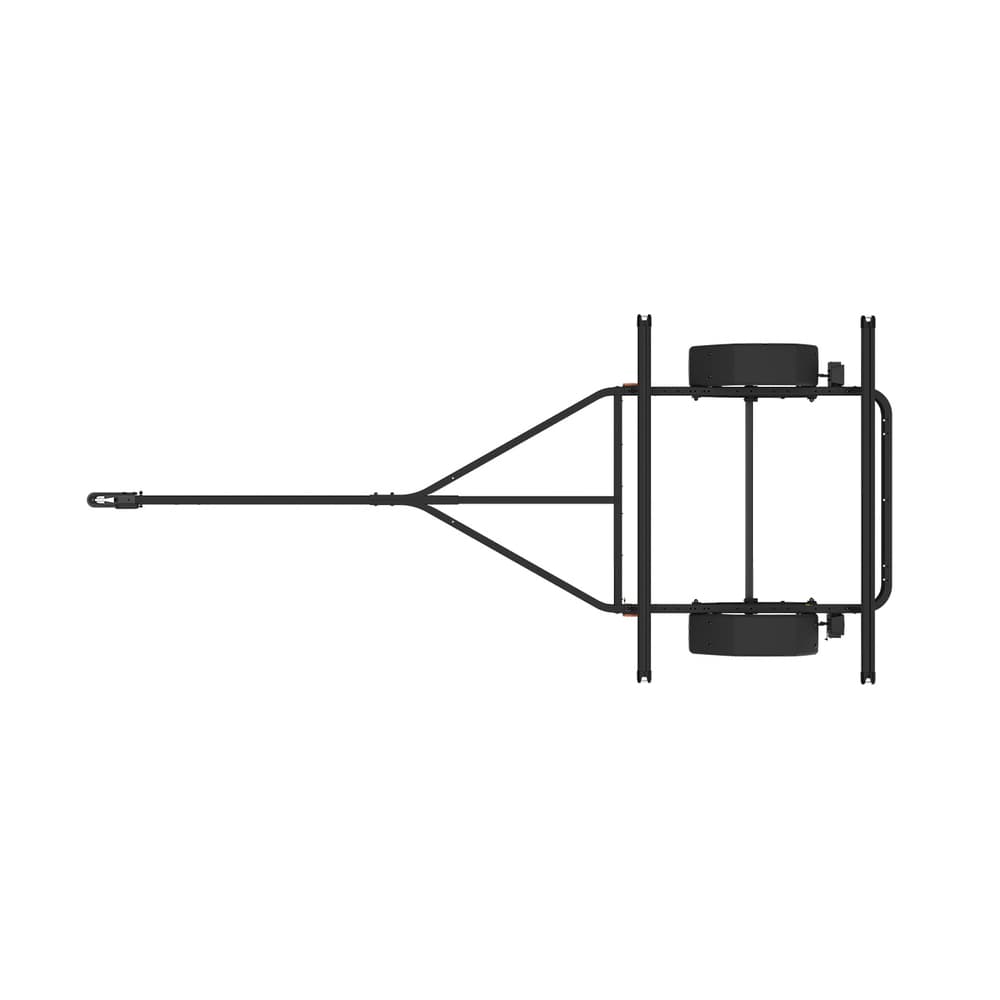 birds eye view of yakima lowrider trailer on white backgrund