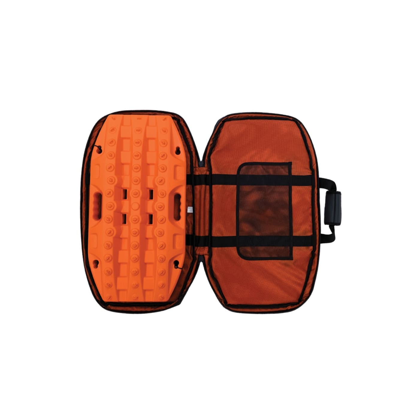 maxtrax mini recovery board carry bag opened up birds eye view on white background