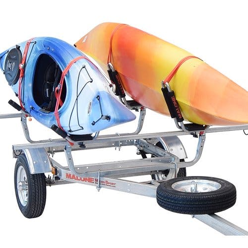 Malone MicroSport 2 Kayak Trailer, Spare Tire, 2 FoldAway-J Kayak Carriers 5