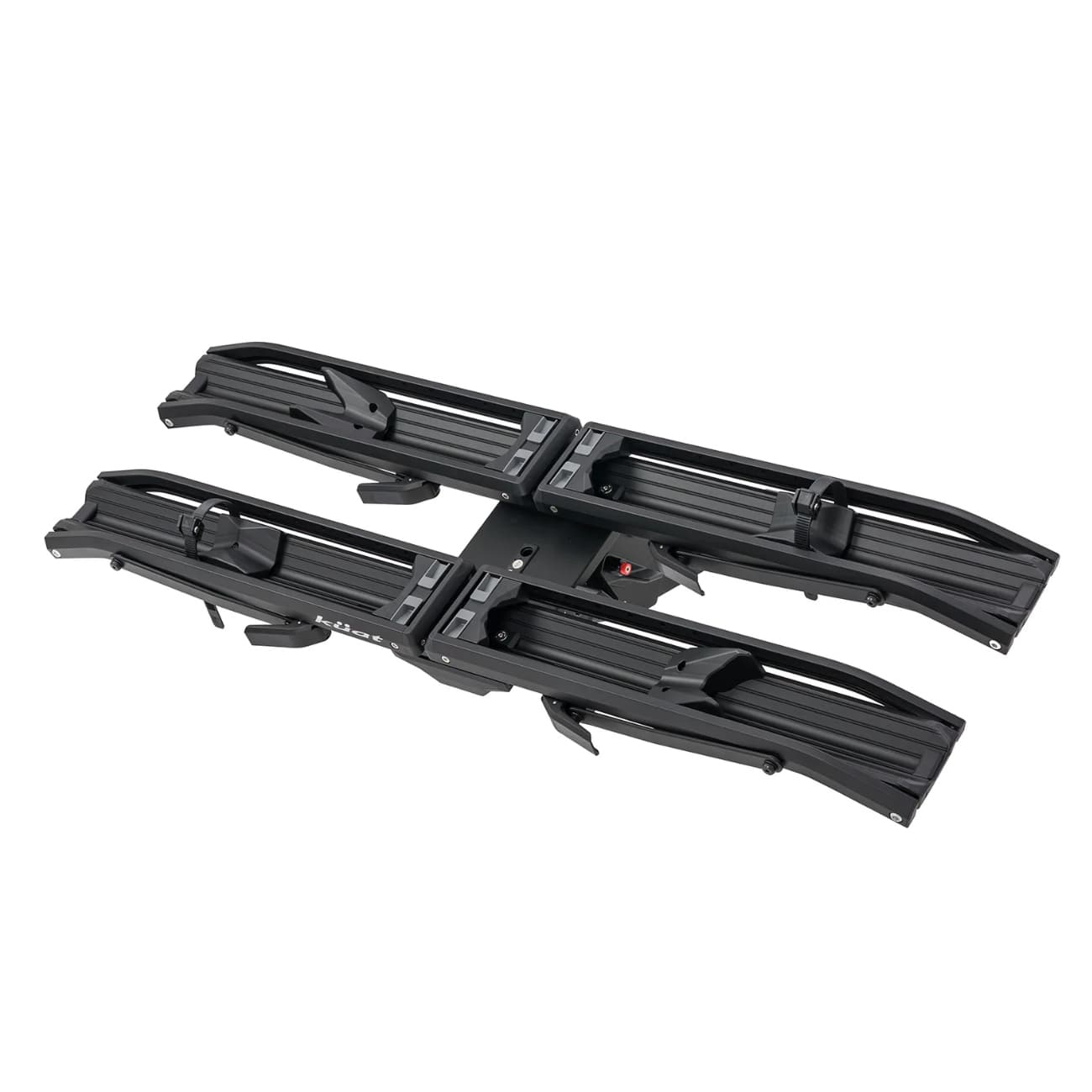 Kuat Piston e-bike rack arms down in front of white background angled view