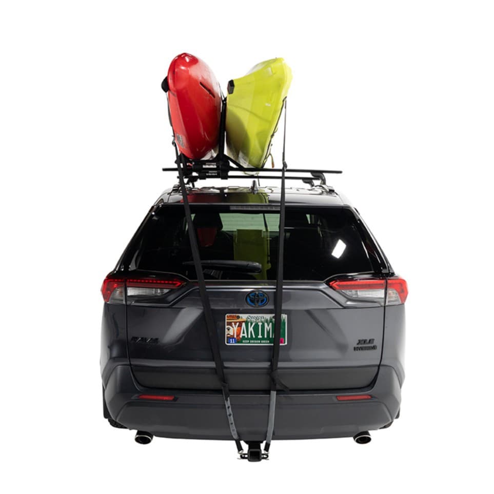 Yakima JayLow rear view two kayaks loaded
