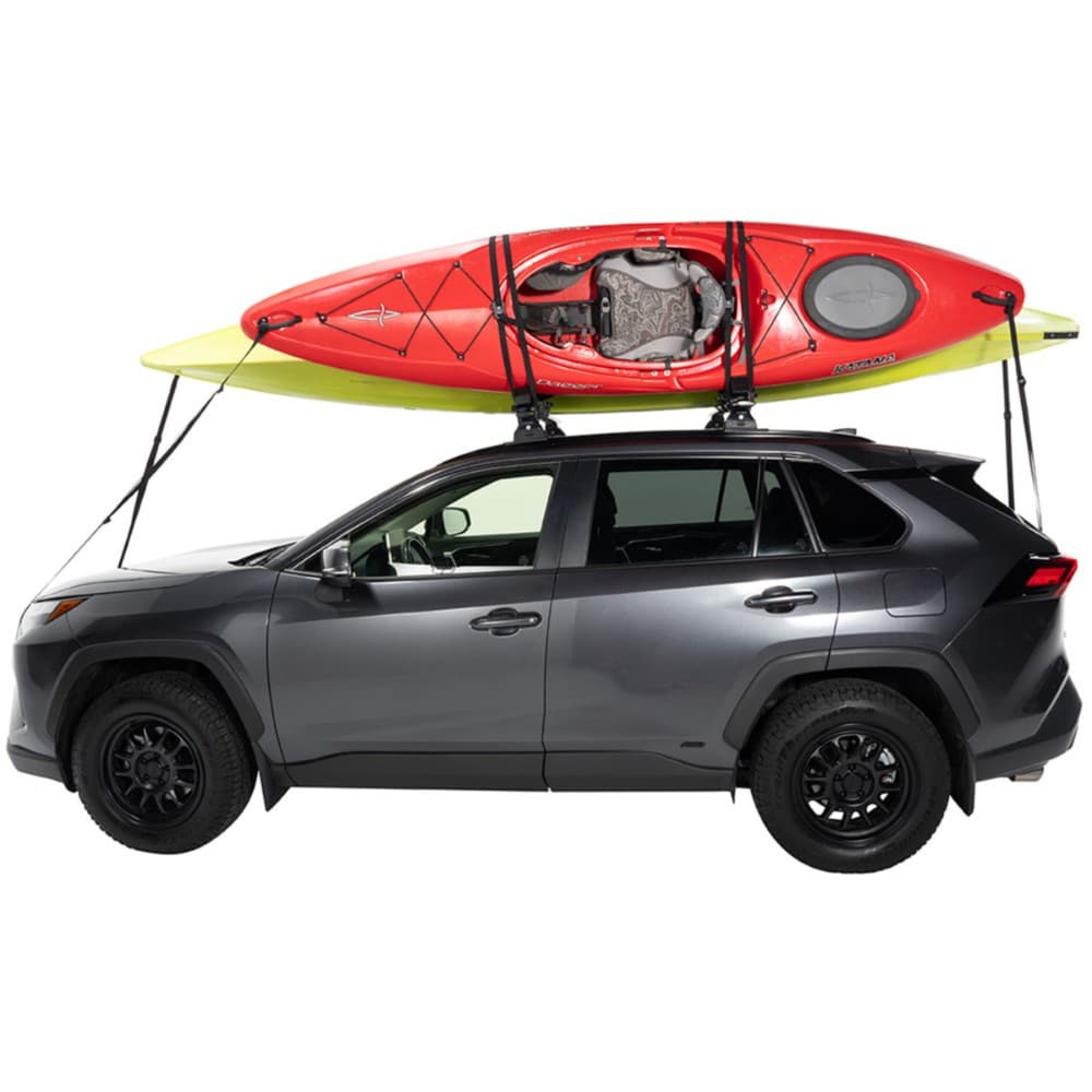Yakima JayLow side view two kayaks loaded