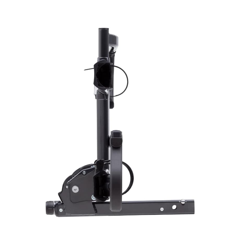 orange & gray sherpa hitch rack close up side profile on white background