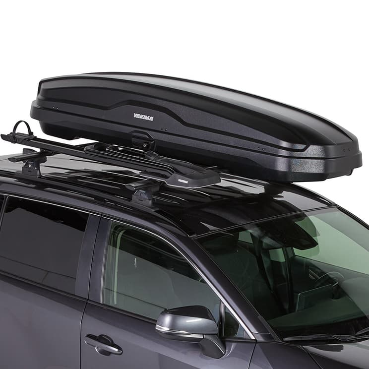 Yakima NX Skinny Cargo box on top of SUV on whitebackground