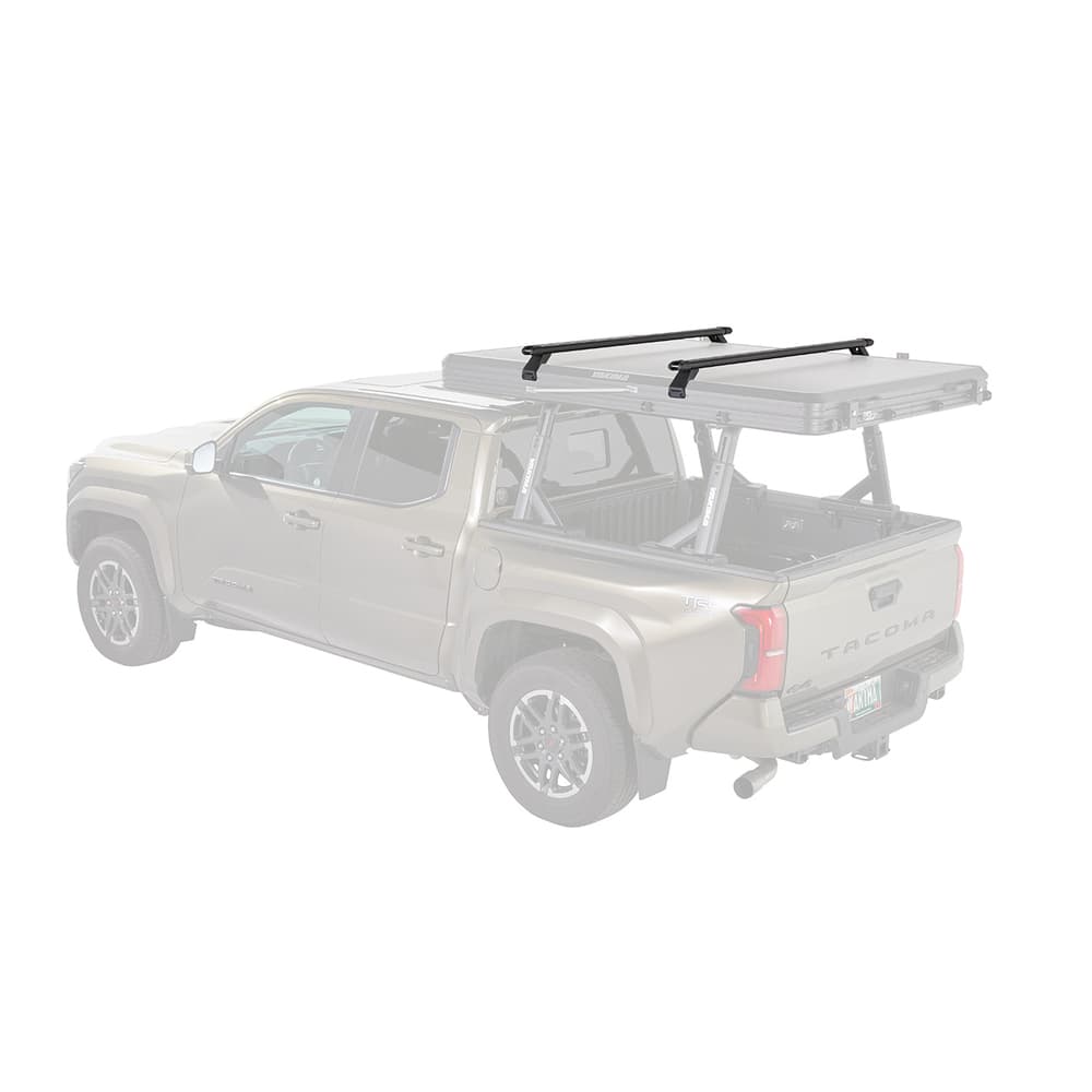 SkyPeak tent with bars attached to vehicle on white background