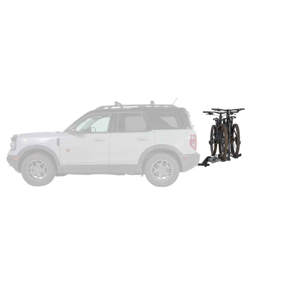 Yakima StageTwo platform hitch bike rack installed on SUV - side view
