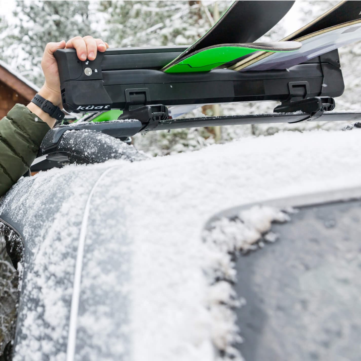 Kuat Switch Ski Snowboard Rack Lifestyle Carrying 2 Pairs of Skis