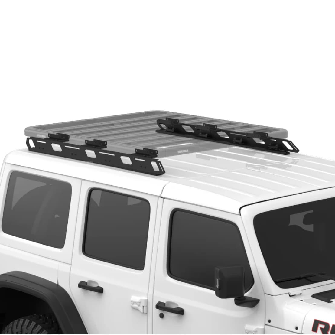 Yakima RuggedLine track kit installed on top of Jeep Rubicon