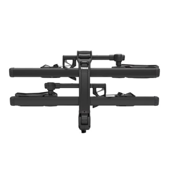 Thule Verse platform mounted hitch rack folded up on white background