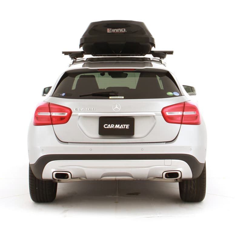 Inno Wedge Plus Cargo Box on White Mercedes back view