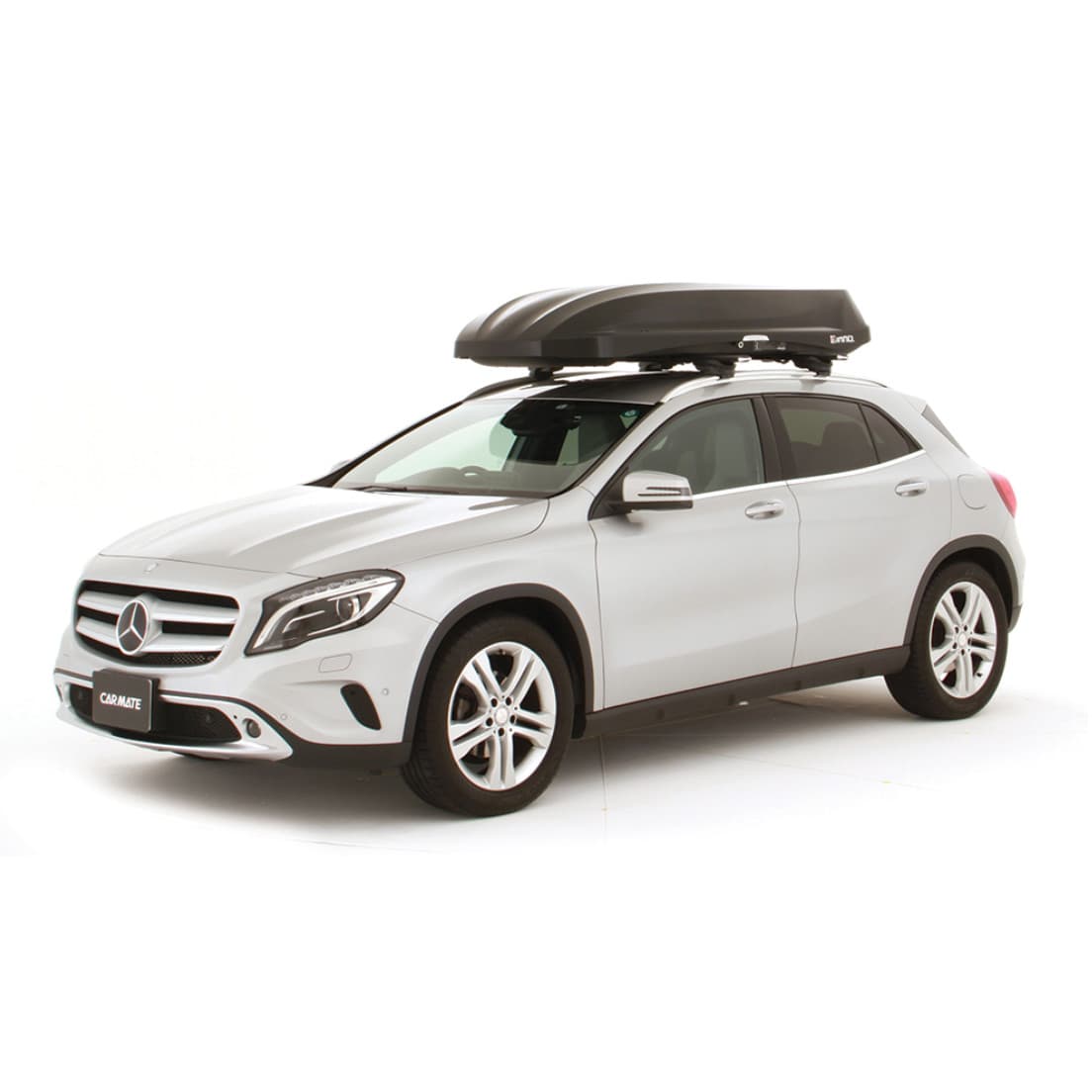 Inno Wedge Plus Cargo Box on White Mercedes diagonal view
